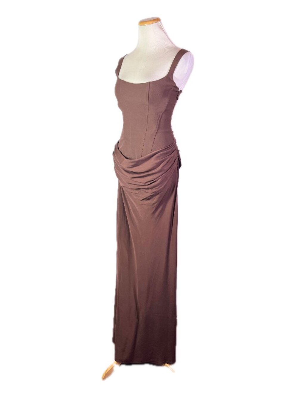Babyboo Size XS Cornelia Dress Brown Gown Corset Draped *Flaw